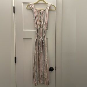 Girls Striped Romper with Removable Tie- Large